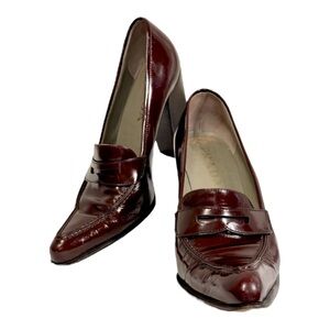 Authentic Prada Vintage Burgundy Block Heel Loafers